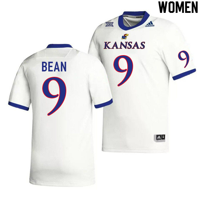 Women #9 Jason Bean Kansas Jayhawks College Football Jerseys Stitched Sale-White